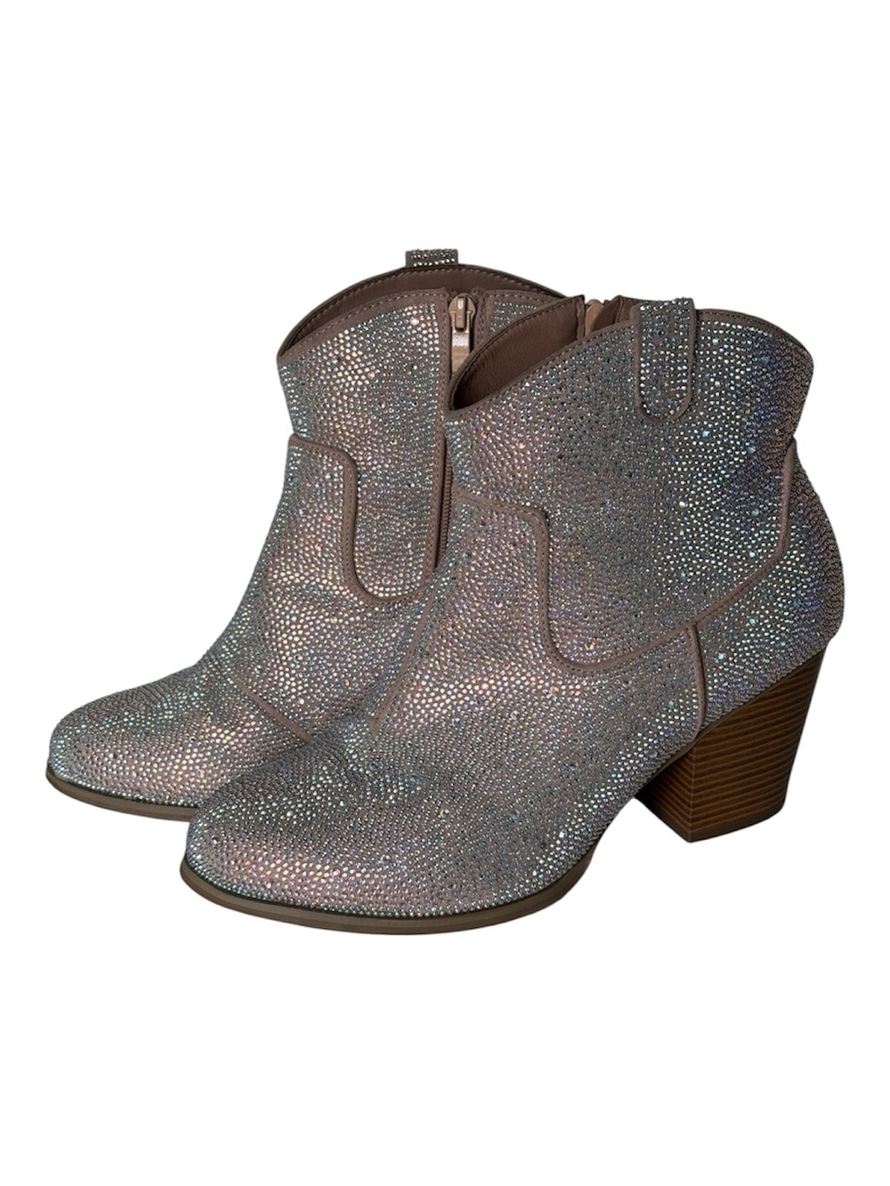 Torrid Tan Rhinestone Embellished Cowboy Glitter Ankle Boots